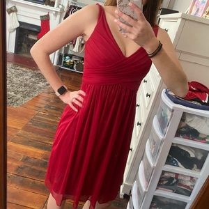 David’s Bridal Red bridesmaid dress